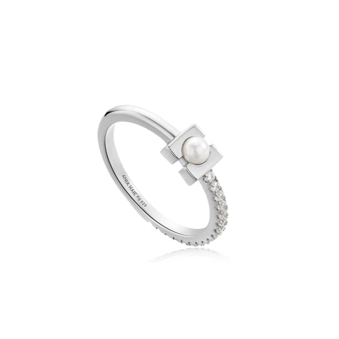 Silver Pearl Modernist Band Ring | Ania Haie Australia
